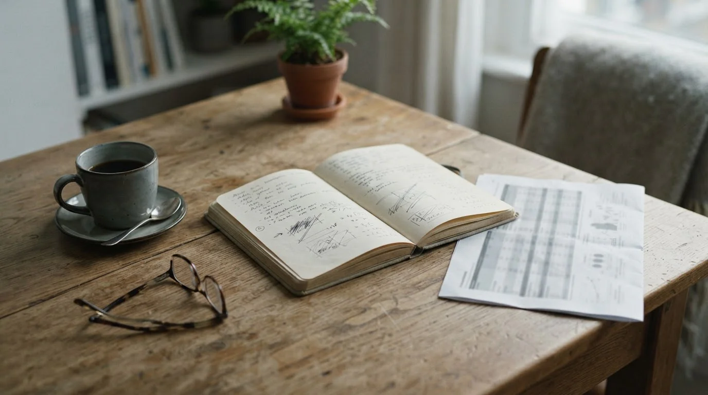 Escritorio con documentos y taza de café que ilustra el análisis de freebets sin ingreso en España