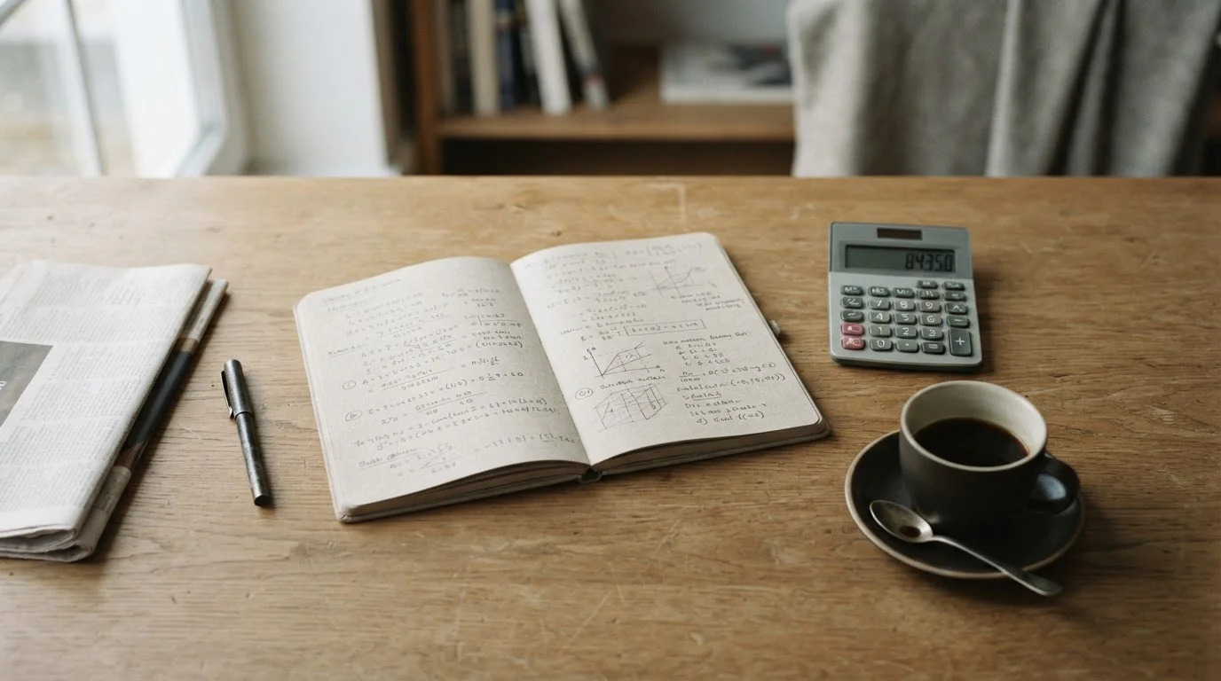 Escritorio editorial con notas y calculadora para analizar casas de apuestas en España