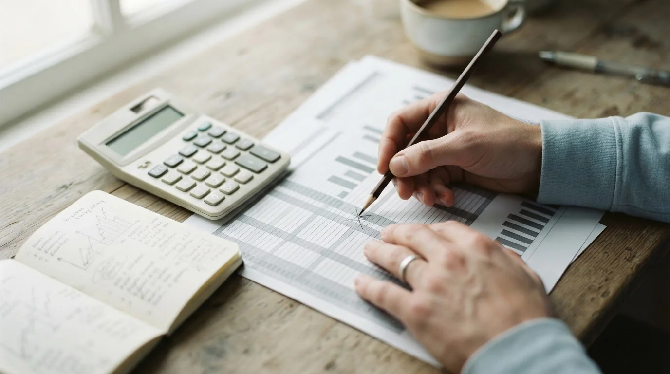 Comparativa analítica de operadores con licencia sobre una mesa de trabajo